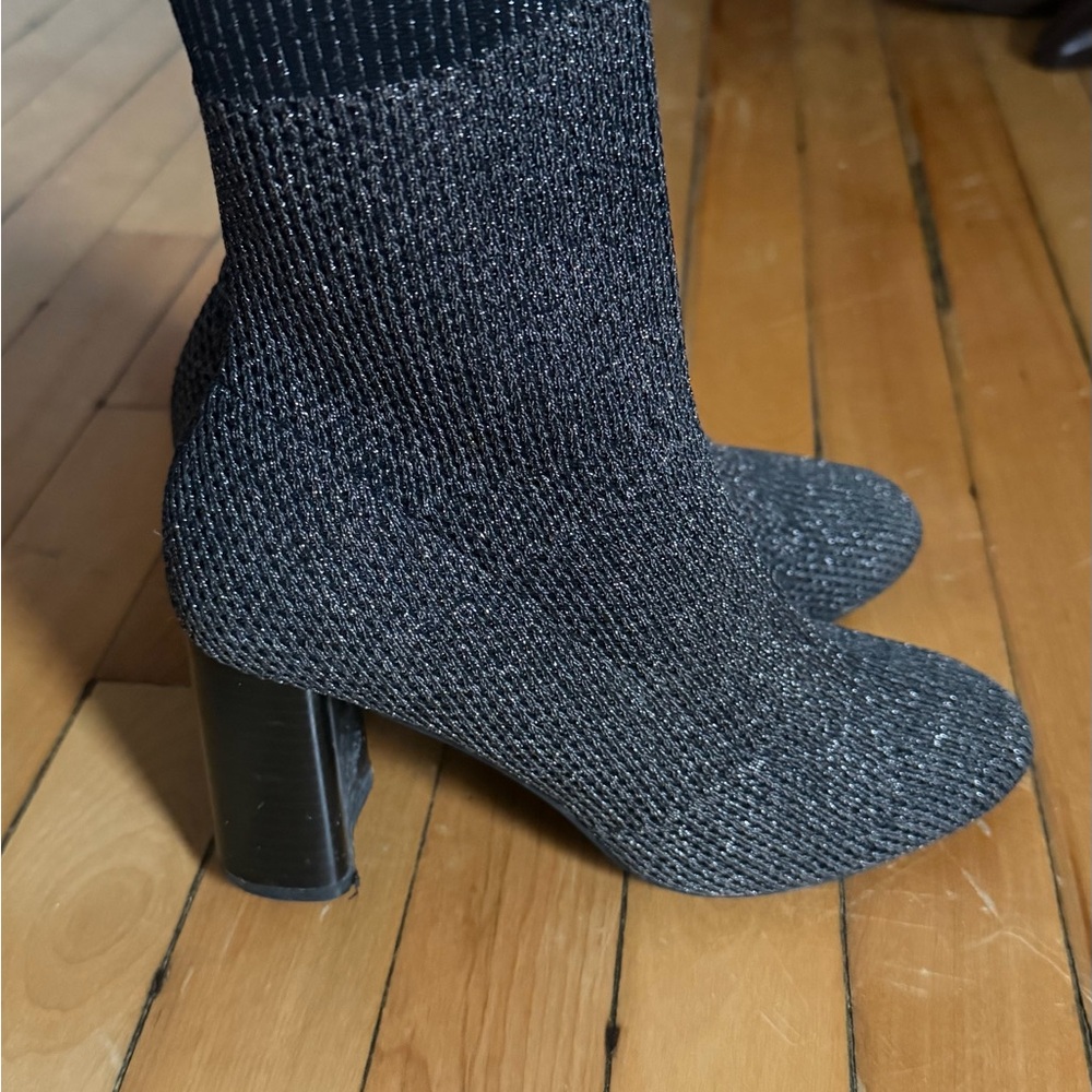 Zara Black Sparkle Knit Sock Booties